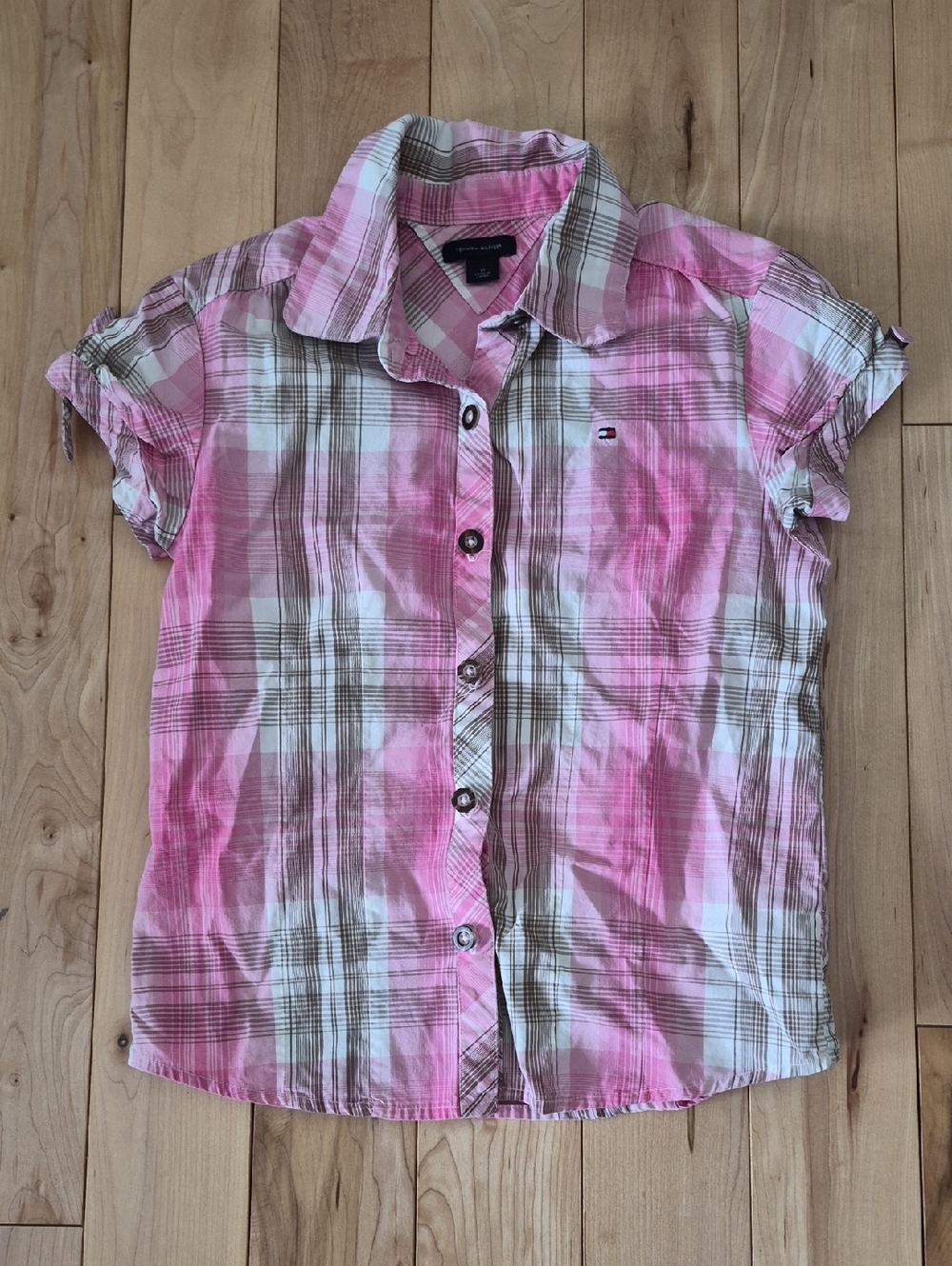 Girls Size 10/12 Tommy Hilfiger Short-Sleeve Button-Down Shirt